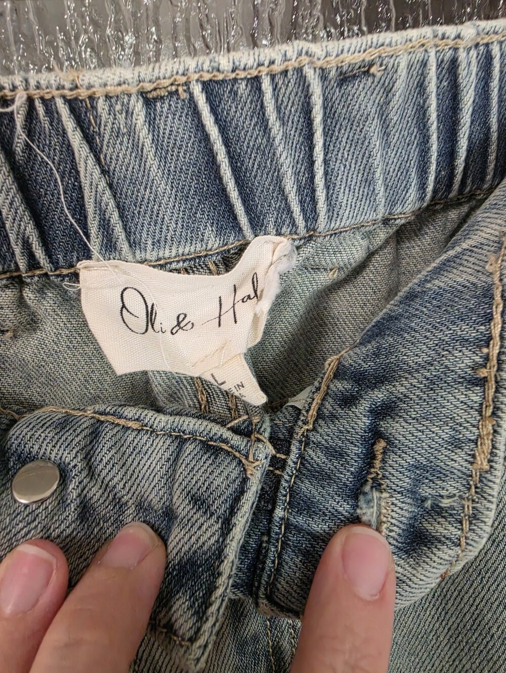 Oli & Hali Light Blue Boyfriend Jeans with Embroidered 'Love' & Ampersand - Picture 9 of 10